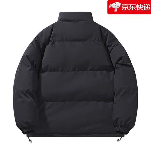 Solid color stand-up collar cotton coat for men and women in winter loose thickened warm cotton coat couple style bread coat student cotton coat factory direct sale high quality special price black L recommended weight 110-125 Jin Jin equals 0.5 kg can be worn