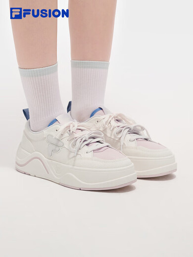 FILA FUSION trendy women's shoes Zhang Hao's same style canvas shoes 2025 new women's sports shoes skateboard shoes milk white/silent pink-GH 36