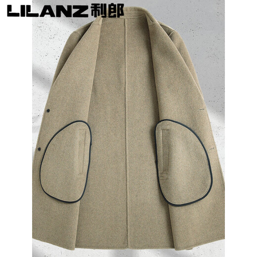 LILANZ利郎2025秋冬流行羊毛双面绒大衣男修身中长款西装领妮子风衣外套 芒果绿 M 170