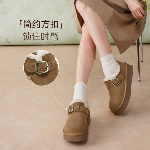 Best Picture 25 Winter Birkenstock Shoes Fashionable Retro Casual Plus Velvet Warm Women's Shoes N2539DM5 Camel 37