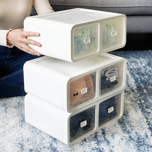 Bantang Jinse underwear storage box underwear storage box underwear socks storage box three-in-one bra drawer type household storage compartments white huge cost-effective three-piece set