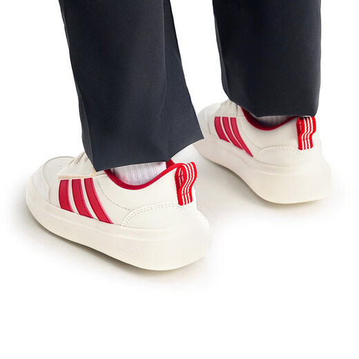 Adidas (adidas) children's shoes 2026 New Year's model for boys and girls Velcro cloud bottom tennis culture children's sports and casual shoes KI4108 KI4108 Han jade white/light scarlet 30 yards/11.5k/foot length 18cm