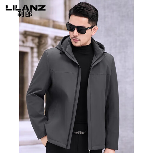 LILANZ Dad Autumn and Winter Men's Jacket 2025 Autumn New Middle-aged Jacket Men's Casual Hooded Down Jacket Top Gray M 170/48 Recommended 115-130 Jin Jin equals 0.5 kg