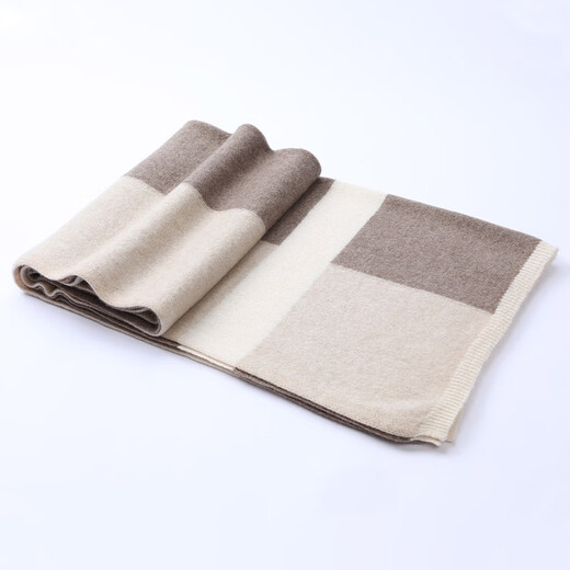 Hengyuanxiang 100% Pure Cashmere Scarf Unisex British Style Contrast Color Casual Scarf Versatile Thickened Warm Scarf Camel Color 60cm*174cm