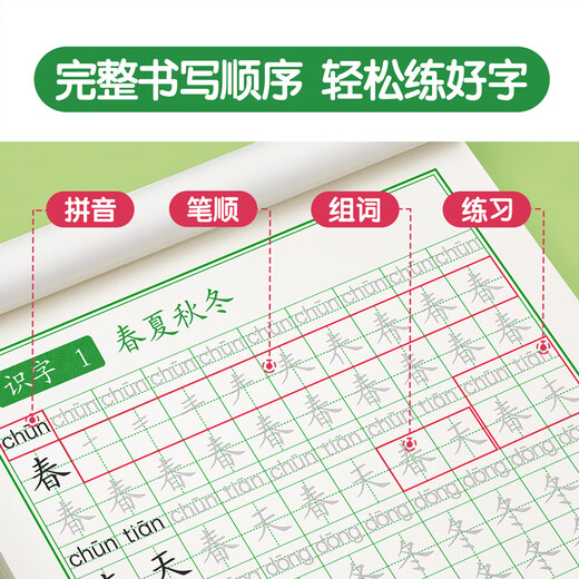 金枝叶一年级下册练字帖同步生字字帖小学生1-6年级专用人教版语文每日一练写字练字本硬笔书法练习贴