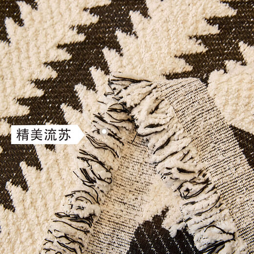 Cat-sense sofa cover Nordic style plush full blanket blanket for all seasons 2025 new cover Chenille-Jiuyi-black and white U-shaped sofa 180300cm two pieces + 180260cm one piece