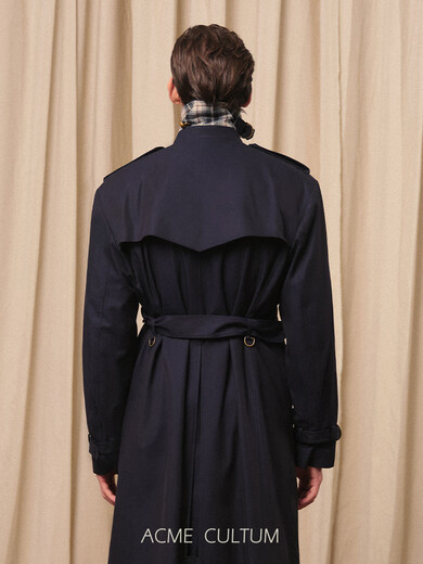 ACME CULTUM темно-синий плащ из хлопка с тремя лацканами, мужской высококачественный свободный длинный плащ темно-синего цвета, предварительная продажа ожидается 22 декабря M