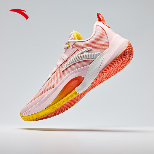 ANTA (ANTA) Instant 1TD Basketball Shoes Men's Nitrogen Technology DiVincenzo's Same Style Professional Shock Absorbing Practical Low-top Sports Shoes Water Pink/Crimson Orange/Paper White-4 41 (Men's Size 8)