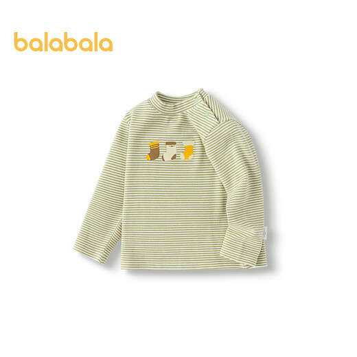 Balabala children's clothing baby bottoming shirt half turtleneck T-shirt boys and girls tops baby autumn and winter cute boys and children white and green tone 00414 80