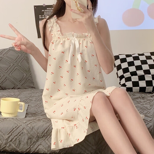 沛阮少女生睡裙女士夏季学生网红背心裙可爱甜美ins风宽松连衣裙睡衣 5009#小熊 2XL 175加肥大码