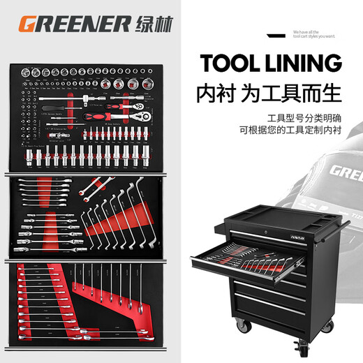 GREENER Auto Repair Tool Cart Drawer Hardware Repair Small Push Box Multifunctional Mobile Heavy Tool Cabinet Workshop Use Space Upgrade DA-24 Green Black + Backplate Package 80% Customer Choice