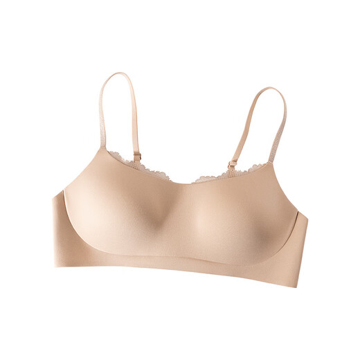 Seamless bandeau bra, thin pure lust lace, anti-exposure, large breasts, small breasts, secondary breasts, anti-sagging, push-up bra, milky white M (34/75AB)