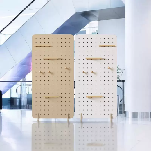 Yusenyi solid wood hole board screen partition display stand living room mobile floor-standing foldable company exhibition vertical can be customized for size contact customer service 1 layer for customized size contact customer service