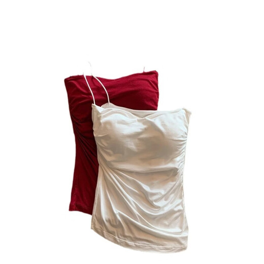 Camisole women's summer beautiful back bra all-in-one sexy hot girl trend with breast pads for inner wear and outer wear tube top, red, one size fits all, 75-125