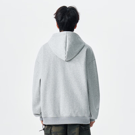 VUUG lightweight down sweatshirt men's solid color trendy American design fashionable warm casual top gray S