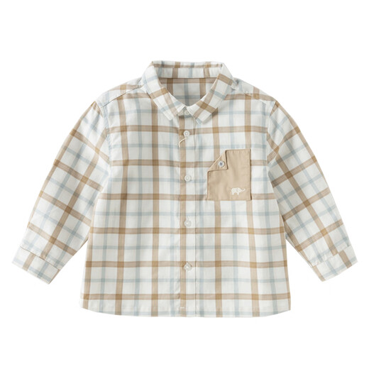 DAVE&BELLA children's shirt 2026 spring new pure cotton boys plaid shirt male baby jacket casual children's top plaid in stock 100 cm (recommended height 90-100cm)