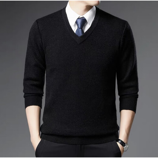 THOM BKDINR Tom brand 100% pure wool sweater men's winter V-neck thickened sweater middle-aged dad outfit with knitted sweater 2017 v-neck (medium gray) light luxury gift box packaging XL (recommended 135-155Jin Jin equals 0.5 kg)