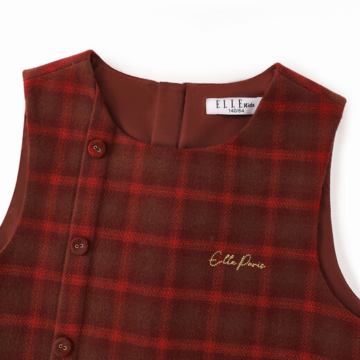 ELLE KIDS children's clothing Christmas and New Year plaid vest skirt girls autumn and winter festive atmosphere retro red skirt
