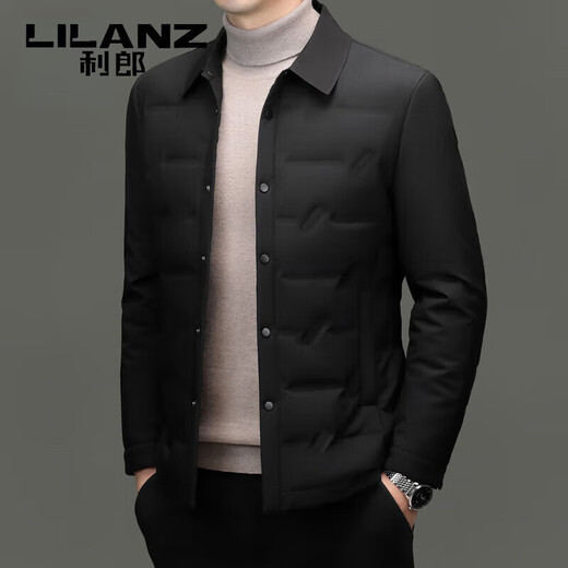 LILANZ Пуховик мужской 2025 Осень и зима Новый деловой повседневный мужской пуховик для молодежи и среднего возраста с легкими лацканами Белый утиный пуховик Серый M