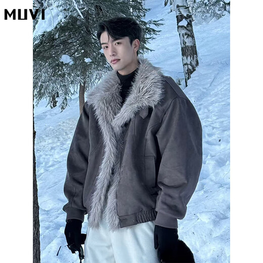 Muwei suede mountain carving cotton jacket for men 2025 autumn and winter new high quality thickened warm padded jacket American jacket black top quality XL recommended 130-150Jin Jin equals 0.5 kg
