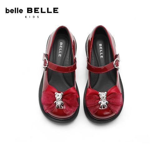 Belle Princess Style Comfortable Leather Shoes Girls 24 Spring New Mall Same Style Mary Jane Shoes A5119A84 Burgundy 30