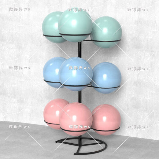 Yoga ball rack, multi-layer yoga studio storage rack, gym storage equipment for hemispheres, large Pilates black, can hold 9 55CM yoga balls