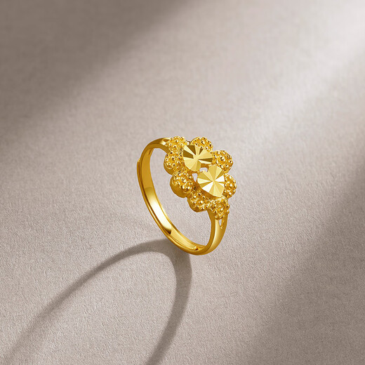 Saturday blessing heart-to-heart gold ring women's pure gold birthday gift price AA012637 Huokou No. 13, about 3.64g