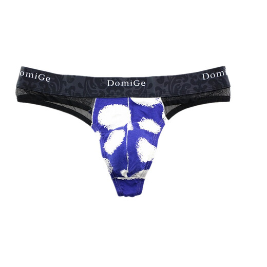 Dumi's new men's sexy low-waist floral men's underwear breathable low-waist sexy boys' thong 5406 5463 blue background printing (95 viscose 5 spandex 88 nylon 12 spandex M (suitable for around 63-74cm waist