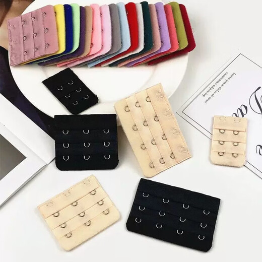 Bra extension buckle for pregnant women to widen the lower circumference, bra extension buckle, breast buckle, back buckle, joint buckle, three-button clothing accessories, black, three rows and two buttons, stainless steel 3.2cm