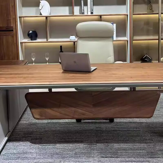 Solid wood desk executive desk new Chinese style North American black walnut president high-end office modern minimalist furniture executive desk 2.6 meters (ash wood)