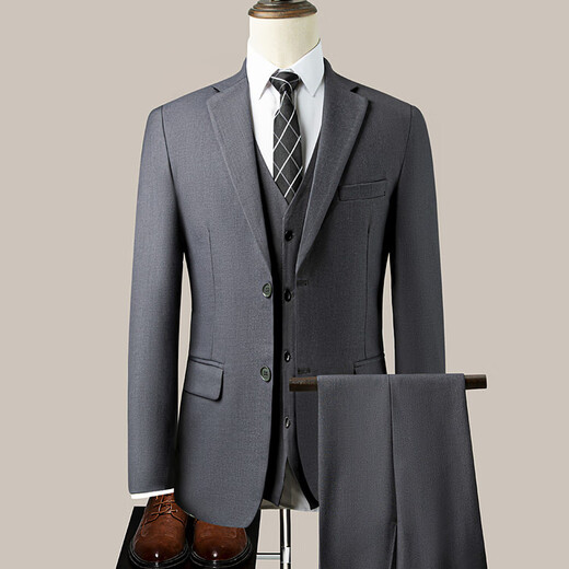 LESS IS MORE Lilang suit two-piece suit for men 2025 autumn new groom wedding dress casual professional suit men black M