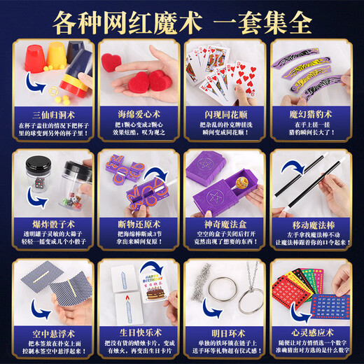MPPMCK魔术道具儿童套装黑科技小学生变魔术玩具大礼盒男孩女孩节日礼物 超豪华63cm魔术桌【80款道具800 礼盒+超清视频/详细教学/简单易