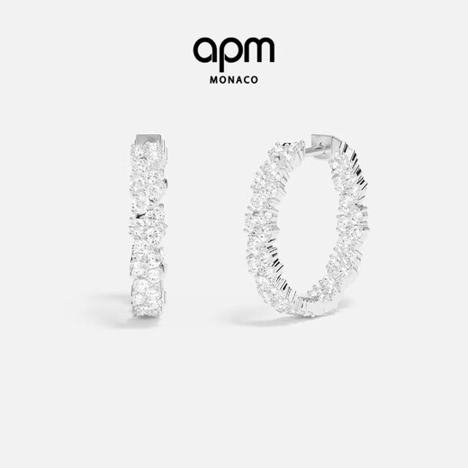 APM Monaco pavé hoop earrings simple jewelry fashion earrings birthday gift for girlfriend silver white