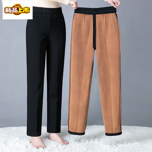 Chujing Mom Autumn and Winter Velvet Pants Women's Loose Large Size Middle-aged and Old Mothers Thickened Warm Casual Outerwear Straight Trousers Meteor Shower Velvet Thickened 6XL /34 Recommended 156-165Jin Jin is equal to 0.5kg