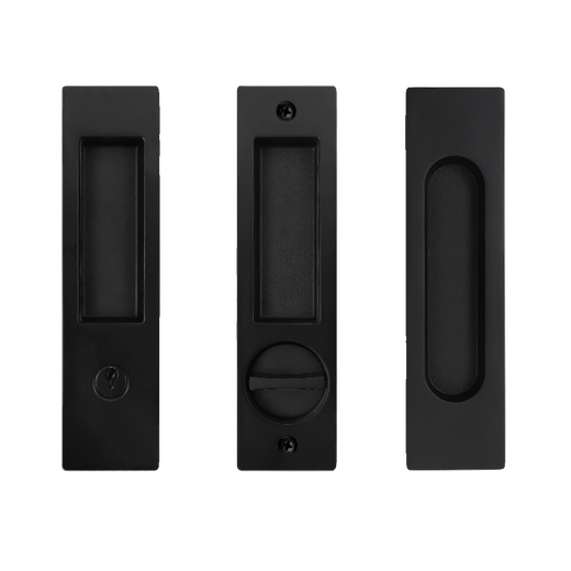 Huili custom door lock wooden door glass sliding door balcony kitchen bathroom sliding door with key concealed handle lock 201 sliding door lock - matte black (oval) 35-60mm universal type with key
