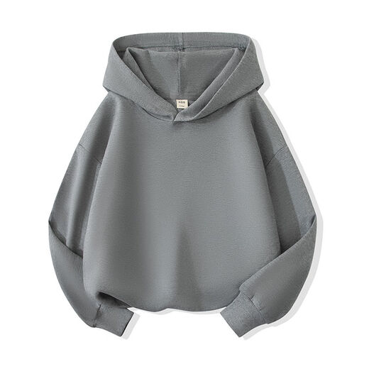 Children's solid color sweatshirt hooded spring and autumn 2025 versatile tops for boys and girls, medium and large children's loose pullover jacket trendy navy blue cotton sweatshirt 310g 150 150cm trendy brand loose version