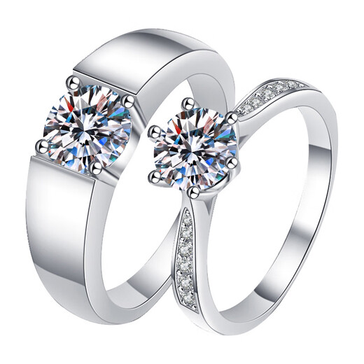 DR Moissanite Ring Women's Diamond 1 Carat Sterling Silver Couple Ring Proposal Wedding Diamond Ring for Men and Women Moissanite Micro Setting 1 Carat + Certificate + Luxury Gift Box