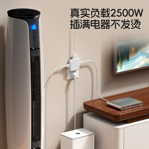 International Electrician Ultra-thin Extension Plug Flat Two-pin Conversion Plug One-turn Three-Gap 180-Degree Rotation Against the Wall Foldable Gap Wireless Converter Multi-function Travel Power Socket One-Turn Three Ultra-Thin (Portable) - White