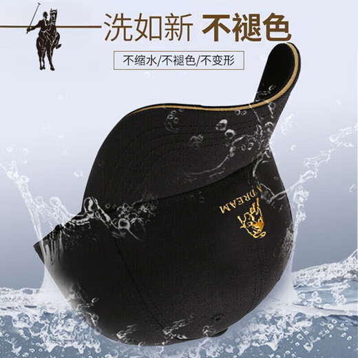 Larlen Paul Men's Hat Pure Cotton Spring and Autumn New Trendy Brand Baseball Cap Women's Fashion Casual Versatile Sunshade Duck Tongue Calf Style - Black (Gold Thread Embroidery)