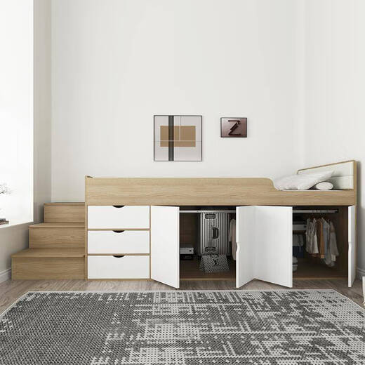 Yusenyi custom-made small-sized single-person ultra-high box bed, simple multi-functional high and low bed wardrobe, customizable bunny, millennium boat, Moganshan board with anti-counterfeiting mark certificate 1000mm*1900mm_box frame structure