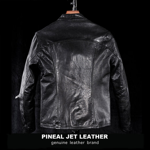 PJL Men's Cross-Stretch Sheepskin Day Single Retro Distressed Short Spring and Autumn Coat Leather Jacket Sheepskin Cross-Layer Black S (120Jin Jin is equal to less than 0.5 kg)