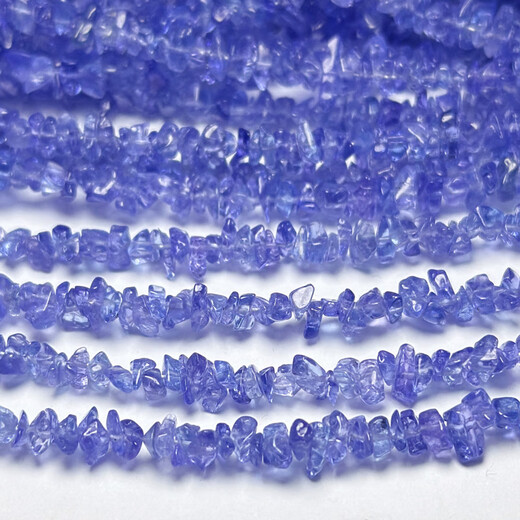 Fat Donglai's same style tanzanite necklace, natural, special grade, amorphous rough stone gravel, DIY with beads, semi-finished, 3-5mm, 1 piece, 40cm