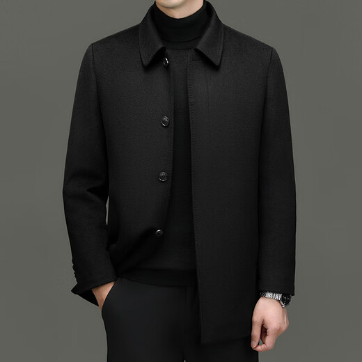 HARTMARX Youngor Cashmere Coat Men's Winter Lapel Wool Woolen Men's Winter Liner Dad's Warm Jacket Black M 170 Recommended 95-125 Jin Jin equals 0.5 kg