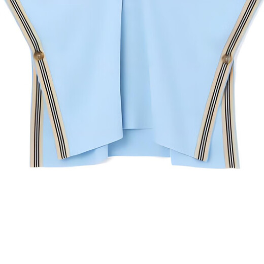 Burberry (BURBERRY) children's clothing FW22 striped trim button half-pull ribbed turtleneck cloak blue children's model blue L