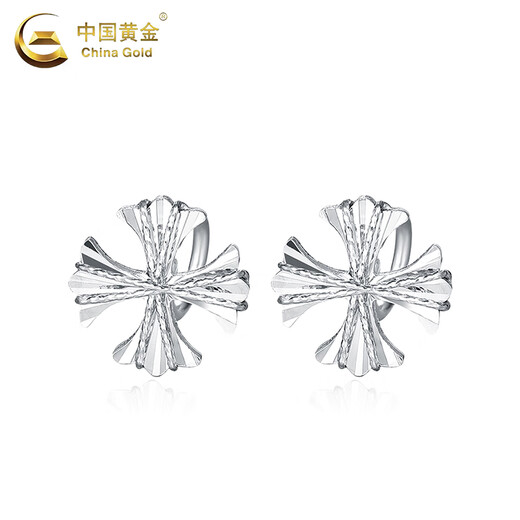 China Gold (CHINA GOLD) PT950 platinum wire-wrapped new small apricot luck earrings, senior lover birthday gift, Year of the Horse, zodiac year gift, platinum wire-wound small apricot luck earrings, one pair, about 2.8g