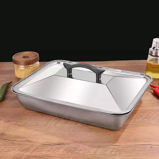 Yusenyi stainless steel lid rectangular tray tray with lid plate square plate lid pot lid grilled fish plate lid square pot 36x27 stainless steel lid