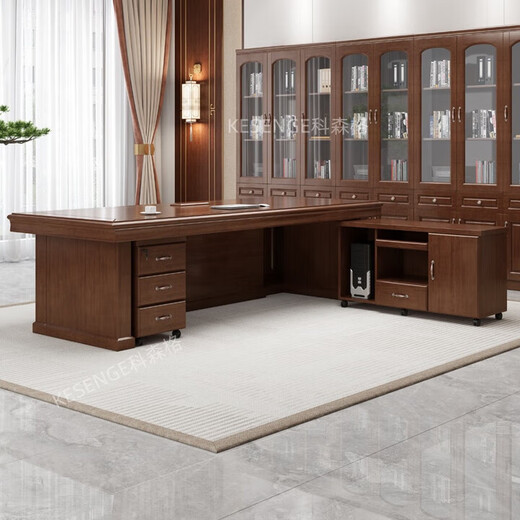 All solid wood boss desk desk Chinese style simple boss desk office chairman and president desk and chair combination 1.6 meters single table without side cabinets all solid wood