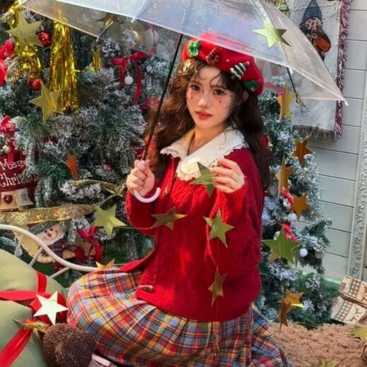 Miss Right's 25-year-old new Korean style Christmas red wool Nibere hat for women, winter warm student painter hat, adult Christmas tree beret - white, one size fits all 56-58