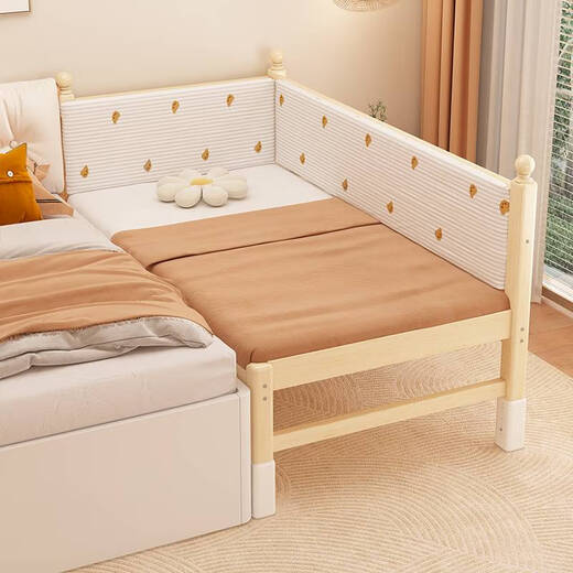 Yusenyi Children's Bed Spliced Bed Adjustable Height Spliced Large Bed Customized Widened Bed Solid Wood Crib with Guardrails Small Bed Three Sided Guardrails and Tail Ladder (Bare Bed) Bracket Structure_180x50cm