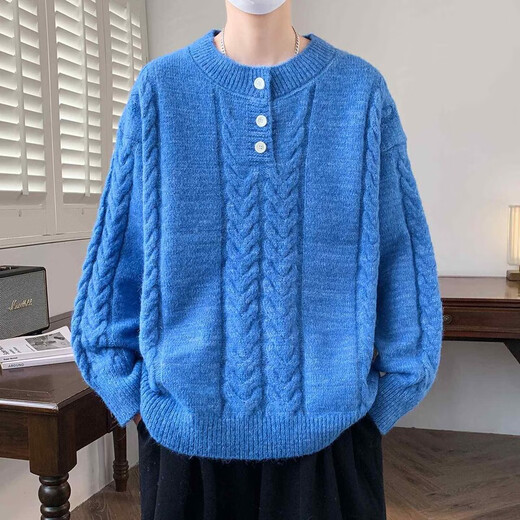 Jiaojing old money Henry collar sweater cable sweater men's American retro old money style outfit Henry collar sweater jacket off-white YT7325 M